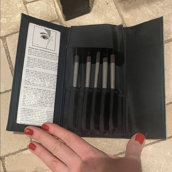 SEPHORA Makeup Brush Set Gray Leather Wallet - Picture 2 of 7